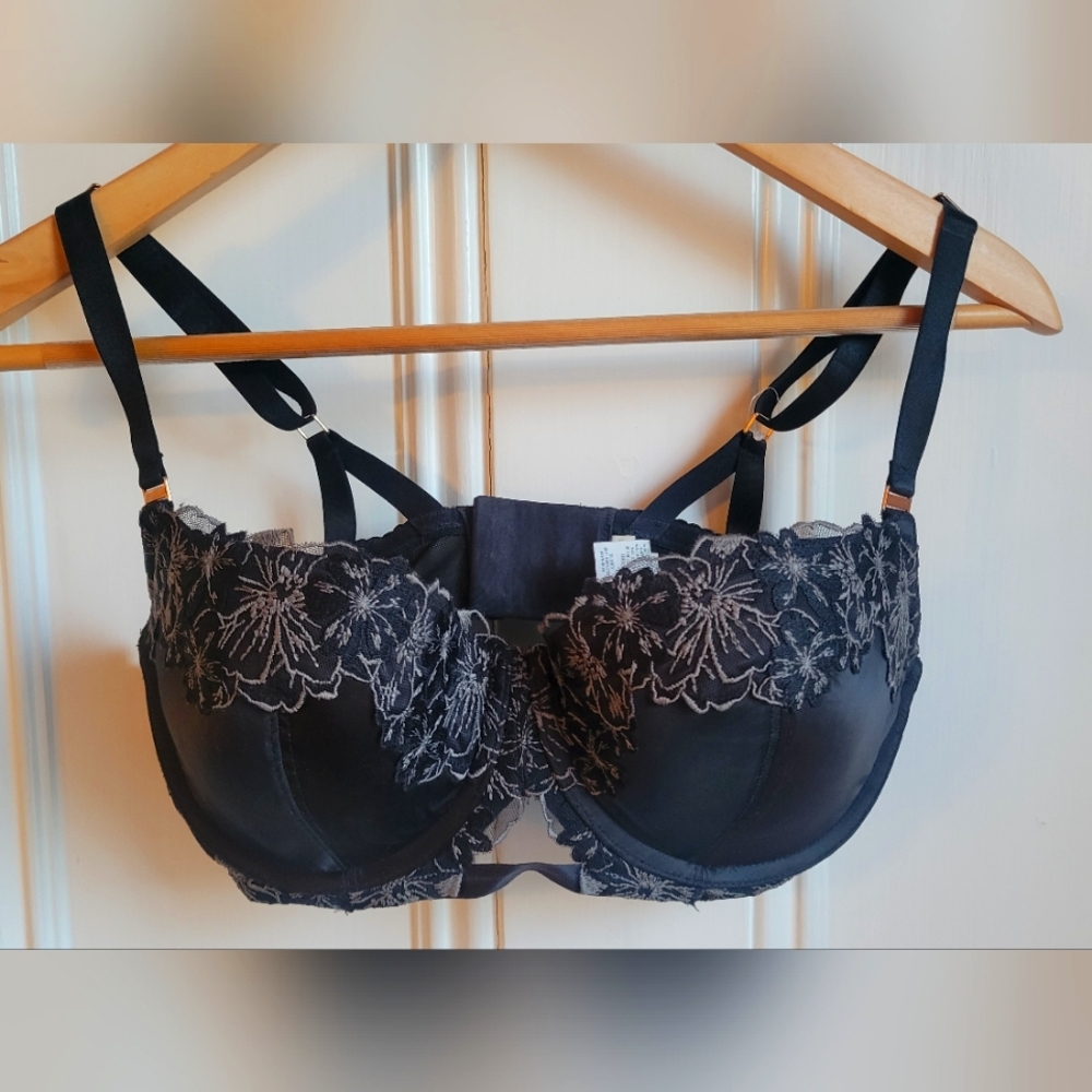 Aerie Real Power Balconette 34DD lightly lined embroidered bra